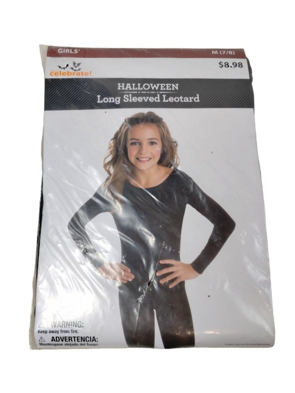 Celebrate! Girls Medium (7/8) Halloween Long Sleeved Leotard